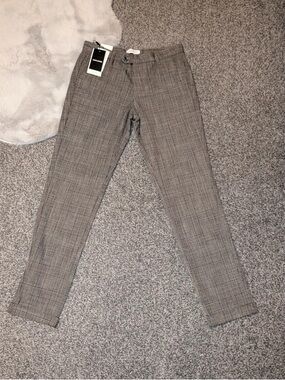 Checked Slim Tailored Pants - Brown/Gray